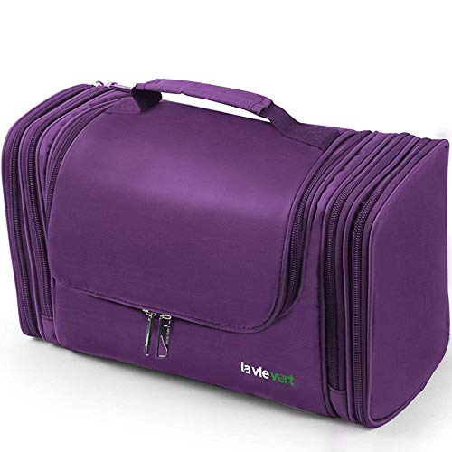 LAVIEVERT Toiletry Bag/Makeup Organizer/Cosmetic Bag/Portable Travel Kit Organizer/Household Storage Pack/Bathroom Storage with Hanging for Business, Vacation, Household - Purple