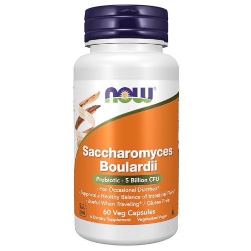 NOW Supplements, Saccharomyces Boulardii, 5 Billion CFU Probiotic, 60 Veg Capsules