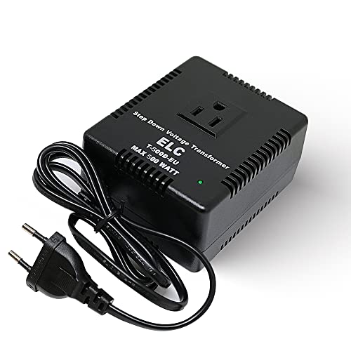 ELC 500-Watt Voltage Converter - Step Down - 220v to 110v / 240v to 120v Travel Power Converter - for Hair Straightener, Hair Dryer, Laptops and Chargers, CE Certified [3-Years Warranty]
