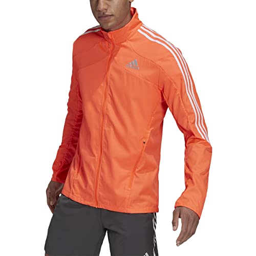 adidas Men's Marathon Jacket 3-Stripes, Solar Red/White, Large