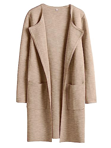 ANRABESS Women's Open Front Lightweight Knit Cardigan 2023 Fall Long Sleeve Lapel Casual Oversized Solid Classy Wool Sweater Jacket Winter Coat 715qianhuaxing-S
