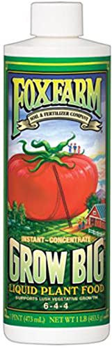 Fox Farm FX14092 Grow Big Liquid Concentrate Fertilizer, Soil NPK 6-4-4, 1 pint