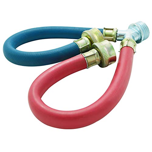 Rubber Washing Machine Y Mixer Hose Connector, Hot and Cold Color Coded, 3/4' Fittings, 1 ft (12') Length