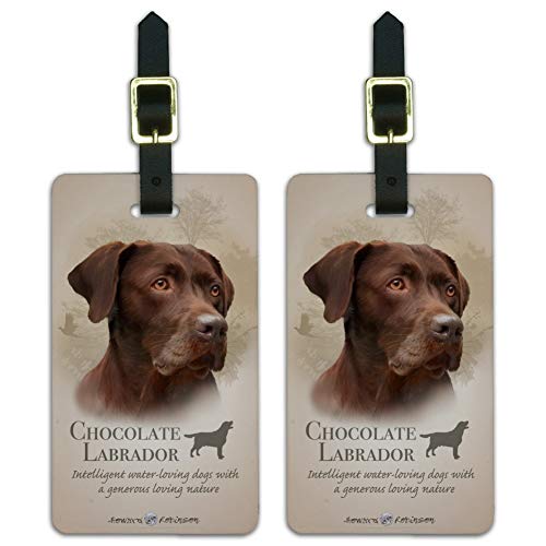 Chocolate Lab Labrador Dog Breed Luggage ID Tags Carry-On Cards - Set of 2