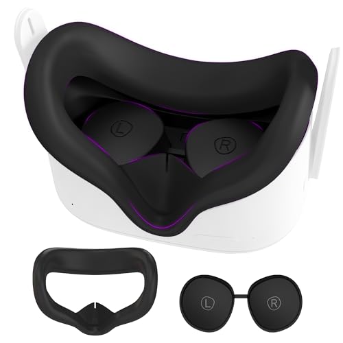 AMZDM Face Pad Cover for Oculus Quest 2 with Lens Covers Protectors Washable VR Silicone Covers for Meta Quest 2 VR Accessories