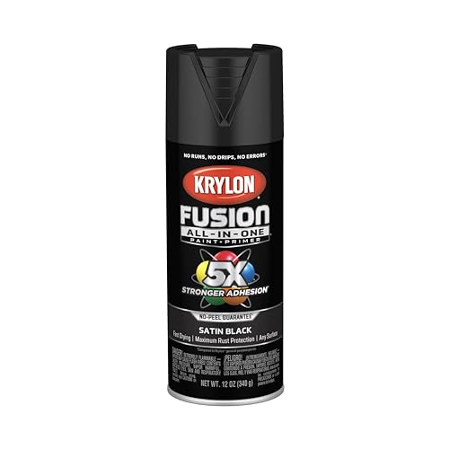 12 oz Krylon K02754007 Black Fusion All-In-One Paint & Primer Spray Paint, Matte