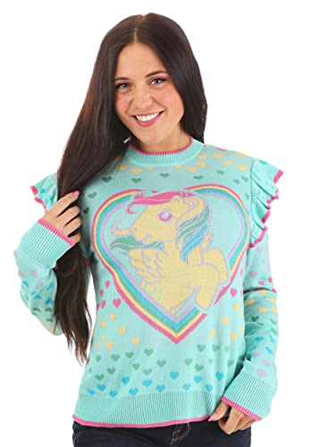I Heart My Little Pony Sweater for Adults, My Little Pony Ruffle Sweatshirt for Women, Rainbow Dash Sweater S