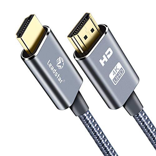 LEADSTAR HDMI Cable 4K 15 ft, High Speed HDMI 2.0 Cord Braided | 4K @ 60Hz, Ultra HD, 4K 2160p 1080p, ARC, 3D, HDCP 2.2 & CL3 Rated | for Laptop, Monitor, PS4, PS5, Xbox One, Fire TV - Grey