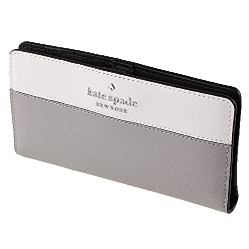 Kate Spade New York Kate Spade Staci Colorblock Large Slim Bifold Wallet in Nimbus Grey White Multi