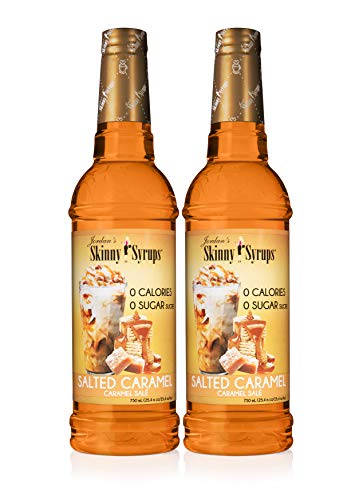 Jordan's Skinny Syrups Sugar Free Coffee Syrup, Salted Caramel Flavor Drink Mix, Zero Calorie Flavoring for Chai Latte, Protein Shake, Food & More, Gluten Free, Keto Friendly, 25.4 Fl Oz, 2 Pack