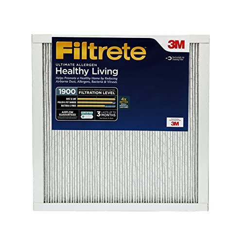 Filtrete 24x24x1 AC Furnace Air Filter, MERV 13, MPR 1900, Premium Allergen, Bacteria & Virus Filter, 3-Month Pleated 1-Inch Electrostatic Air Cleaning Filter, 2-Pack (Actual Size 23.81x23.81x0.78 in)