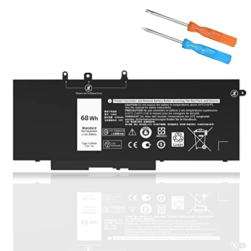 68WH GJKNX Battery Replacement for Dell Latitude 5480 5580 5280 5288 5488 5590 5591 5490 5491 5495 E5480 E5580 E5490 E5590 Precision 15 3520 3530 Series GD1JP DY9NT 5YHR4 451-BBZG 7.6V 4-Cell