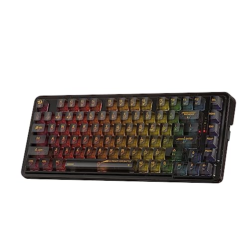 Redragon K649 PRO 78% Wireless Gasket RGB Gaming Keyboard, 3-Modes 82 Keys Full-Transparent Mechanical Keyboard w/Hot-Swap Socket, Sound Absorbing Foams, Translucent Custom Switch