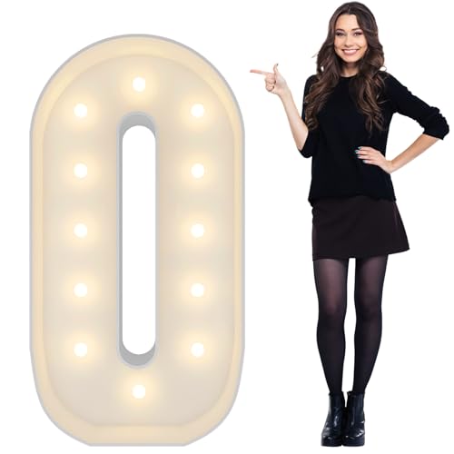 4FT Marquee Light Up Numbers Pre-Cut Frame Giant Marquee Numbers 0, Mosaic Numbers for Balloons, 20th 30th 40th 50th 60th Birthday Anniversary Decorations Party Decor