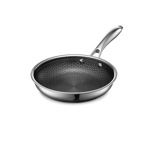 HexClad Hybrid Nonstick Frying Pan, 8-Inch, Stay-Cook Handle, Dishwasher and Oven Safe, Induction-Ready, Compatible with All Cooktops