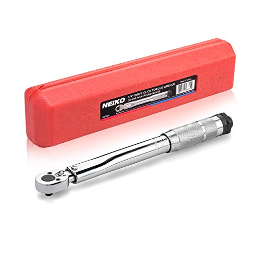 Neiko 03714A 1/4' Drive Adjustable Click Torque Wrench | SAE | 20-200 Inch-Pound Chrome Vanadium Steel | 10.75' Length