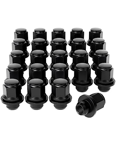 OMT M12x1.5 Lug Nuts with Mag Seat, 13/16' 21mm Hex 1.46x1.18 in. Blackened Wheel Lug Nuts Compatible with Toyota Lexus Scion Isuzu, Set of 24