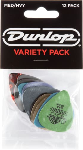 JIM DUNLOP Pick Variety Pack, Assorted, Medium/Heavy, 12/Player's Pack