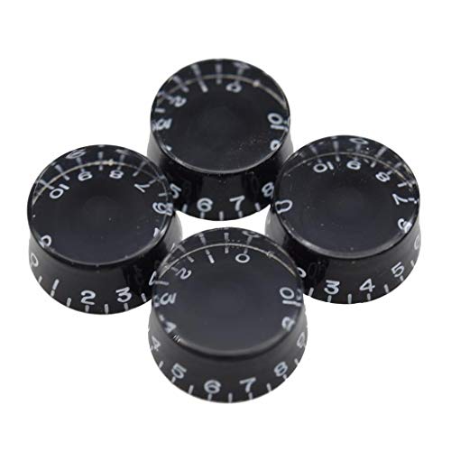 Dopro 4pcs USA(Imperial) LP Guitar Speed Dial Knobs 24 Fine Splines Control Knobs for USA Les Paul/CTS Pots Black