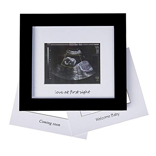 IHEIPYE Baby Sonogram Photo Frame - 1st Ultrasound Picture Frame - Idea Gift for Expecting Parents,Baby Shower, Gender Reveal Party,Baby Nursery Decor (Silver Text, Black)
