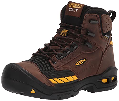 KEEN Utility Men's Troy 6' KBF Composite Toe Waterproof Work Boots, Dark Earth/Black, 10.5