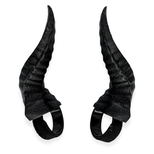 BeamTeam3D Spiky Devil Horns for Headphones - Demon Headphone Attachment in Various Colors with Self Fastener - Cosplay Devil Ears for Gamers and Streamers (Set of 2) (Sparkle Black)