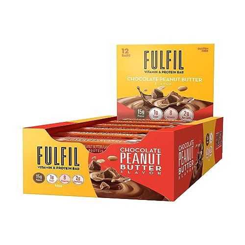 FULFIL Vitamin and Protein Bars, Chocolate Peanut Butter, Snack Sized Bar with 15 g Protein and 8 Vitamins Including Vitamin C, 12 Count