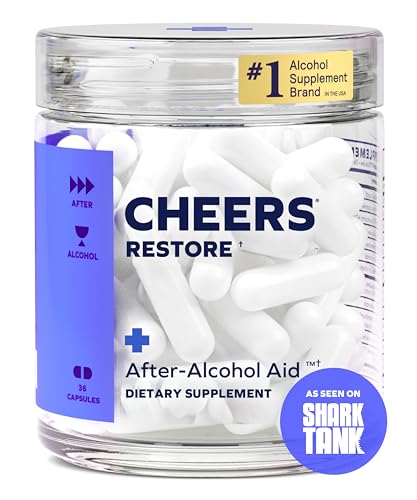 Cheers Restore | Supplement with DHM + L-Cysteine | Feel Better After Drinking & Support Your Liver | 12 Doses | Dihydromyricetin, Cysteine, Prickly Pear, B-Vitamins, Ginger