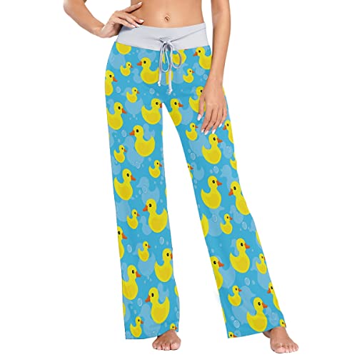 Women'S Pajama Pants Yellow Rubber Ducks Sleepwear Lounge Pajama Bottoms Blue M