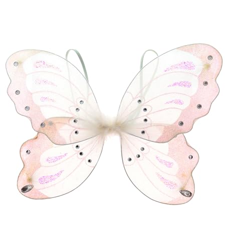 Mozlly Butterfly Wings for Kids - 2 Layer Fairy Costume Wings to Wear for Halloween Butterfly Costume for Kids, Cute Pretend Play Butterfly Fairy Wings for Girls and Boys - One Size, 14 Inches - White