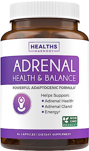 Adrenal System Support & Cortisol Manager (2 Month Supply) Powerful Ashwagandha & L-Tyrosine Fatigue Supplement - Maintain Balanced Cortisol Levels, Health, & Stress Relief - Non-GMO - 60 Capsules