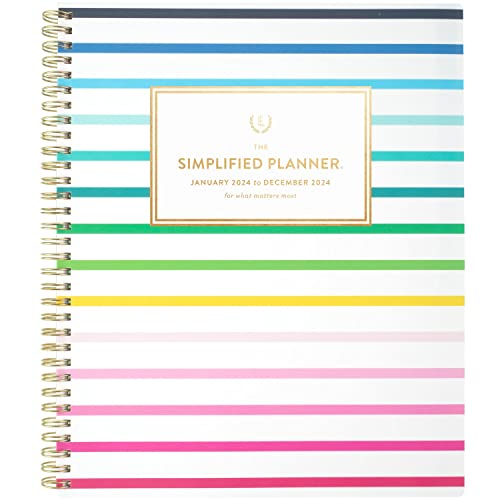 2024 Weekly & Monthly Planner Simplified by Emily Ley for AT-A-GLANCE, 8-1/2' x 11', Large, Happy Stripe (EL16-905-24)