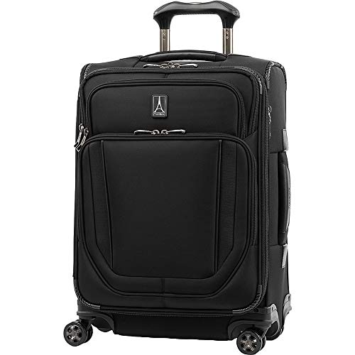 Travelpro Crew Versapack Softside Expandable 8 Spinner Wheel Carry on Luggage, USB Port, Men and Women, Jet Black, Carry on 21-Inch