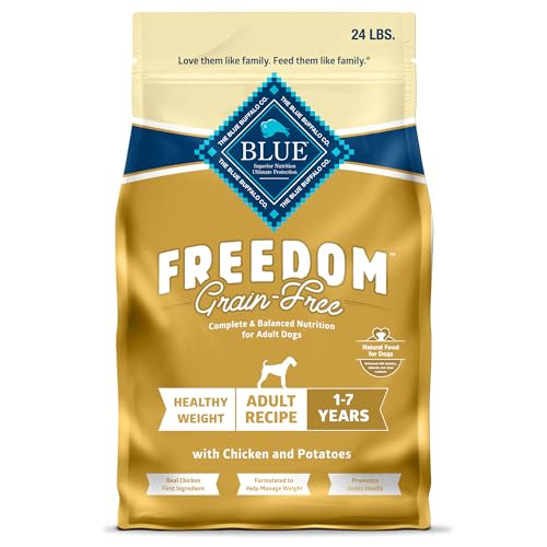 Blue Buffalo Freedom Grain-Free Healthy Weight Dry Dog Food, Complete & Balanced Nutrition for Adult Dogs, Made in the USA With Natural Ingredients, Chicken & Potatoes, 24-lb. Bag