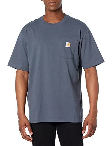 Carhartt Mens Loose Fit Heavyweight Short-sleeve Pocket Work-utility-t-shirts, Bluestone, XX-Large US