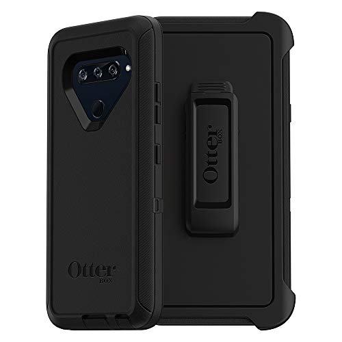 OtterBox LG V40 ThinQ Defender Series Case - BLACK, rugged & durable, with port protection, includes holster clip kickstand