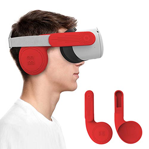 AMVR Silicone Ear Muffs for Meta Quest 2 VR Headset to Enhanced Headset Sound, for Quest 2 Accessories Headphone Extension Cover (Red, 1 Pair)