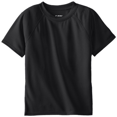Kanu Surf Boys' Short Sleeve UPF 50+ Rashguard Swim Shirt, Solid Black, X-Small (6)