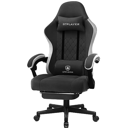 GTPLAYER Gaming Chair, Computer Office Chair with Pocket Spring Cushion, Linkage Armrests and Footrest, High Back Ergonomic Computer Chair with Lumbar Support Task Chair with Footrest