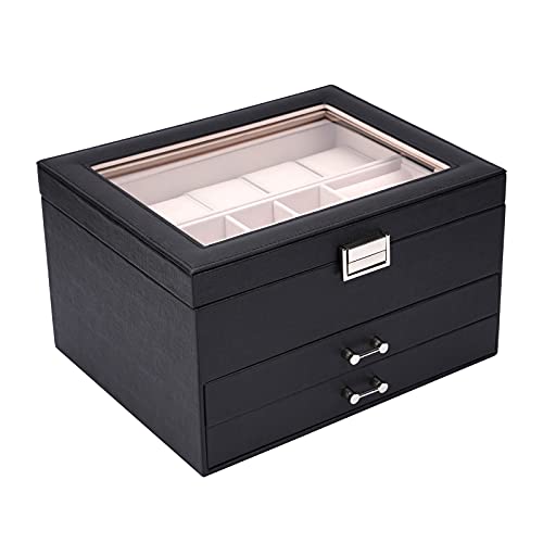 ATAIMEISEN Jewelry Organizer, Watch Box with Jewelry Storage Box Jewelry Cases Storage and Organize 4 Layer Jewelry Box Watch Storage Case/black