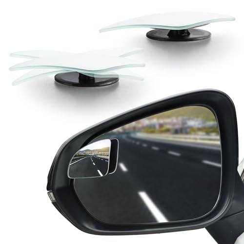 LivTee Blind Spot Car Mirror，Asymmetric Fan Shaped HD Glass Frameless Convex Rear View Mirror with wide angle Adjustable Stick for Cars SUV and Trucks, Pack of 2