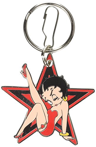 Plasticolor-004143R01 Betty Boop Star Enamel Key Chain, Red and Black