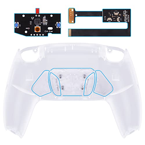 eXtremeRate Clear Programable RISE4 Remap Kit for PS5 Controller BDM 010 & BDM 020, Upgrade Board & Redesigned Back Shell & 4 Back Buttons for PS5 Controller - Controller NOT Included