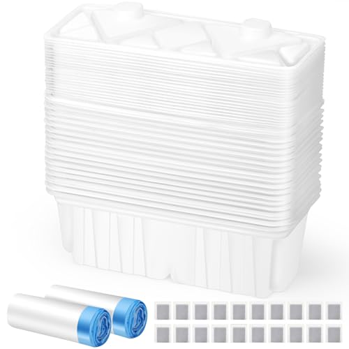 20 Pack Litter Box Waste Receptacles Compatible with Littermaid 1St/2nd Edition, Use in Self-Cleaning Litter Box Waste Trays with 2 Rolls of Liners (40 pack) and 20 pack Carbon Filters.