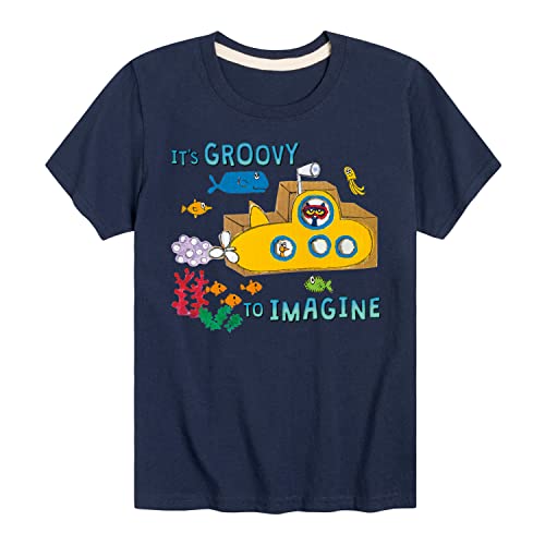 Pete the Cat - Its Groovy to Imagine - Toddler and Youth Short Sleeve Graphic T-Shirt - Size Small Navy
