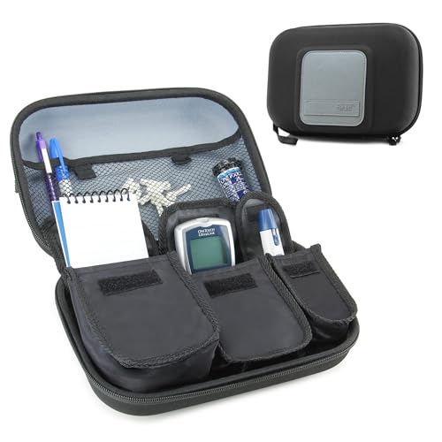 USA Gear Diabetic Supplies Travel Case Organizer for Blood Glucose Monitoring Systems, Syringes, Pens, Insulin Vials & Lancets - ACCU-CHEK Nano, Bayer Contour, TRUEtest and More Kits