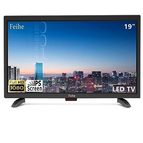 Feihe 19 Inch TV, LED Widescreen TV with Digital ATSC Tuners HDMI/VGA/RCA/USB, 19 Inch Flat Screen TV w/Built in Dual Speakers for Kitchen and RV Camper(2023 Model)