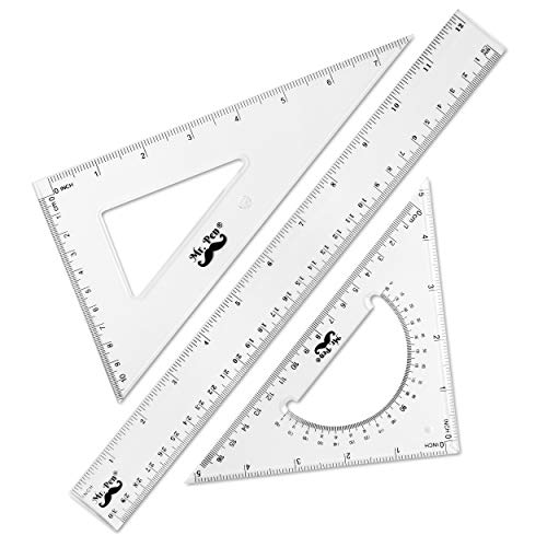 Mr. Pen- Triangle Ruler, Square and Ruler Set, 3 Pack, Set Square, Square Ruler, Protractor for Geometry, School Geometry Set, Math Protractor, Geometry Rulers, Math Ruler