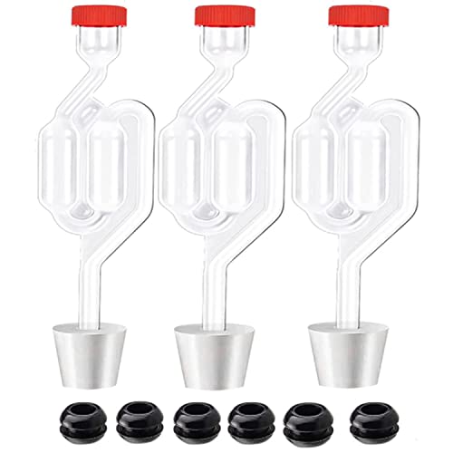 3ct. Twin Bubble Airlocks Set, Airlocks for Fermenting,Air Lock Ferment for Brewing Beer Wine Homebrew for Fermenting Carboy Mason Jar with #6 Stoppers and Grommets