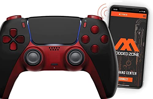 MODDEDZONE SMART Controller with FPS pack (Rapid Fire & more) Compatible with PS5 Custom Modded Controller for shooter games & more (Black/Red)